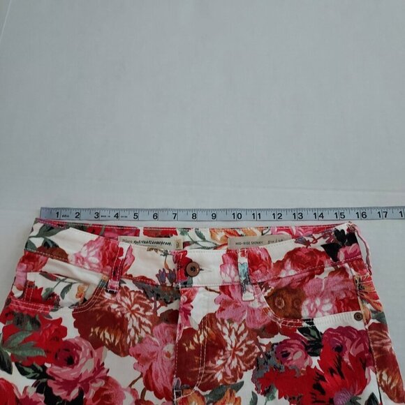 Anthropologie Pilcro Mid Rise Skinny Rose Floral Jeans Size 28 - Picture 8 of 12